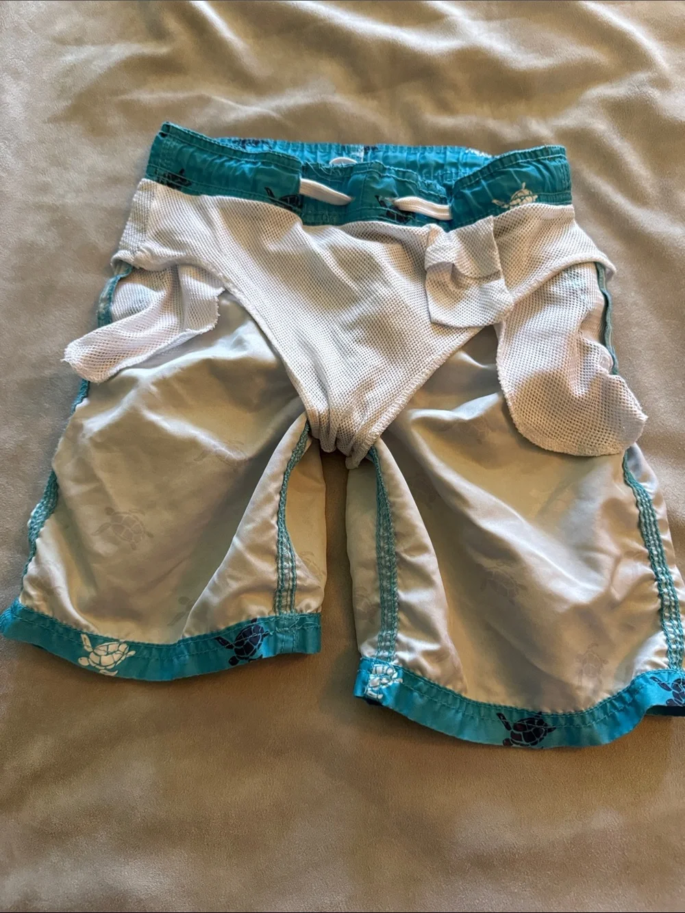Old Navy Teal Turtle Swim Trunks & Aqua Shark Swim Shorts